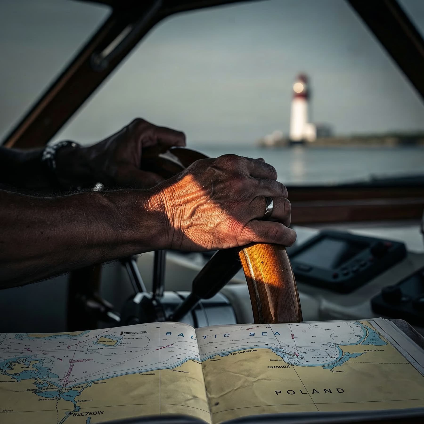 Polish flag with yacht